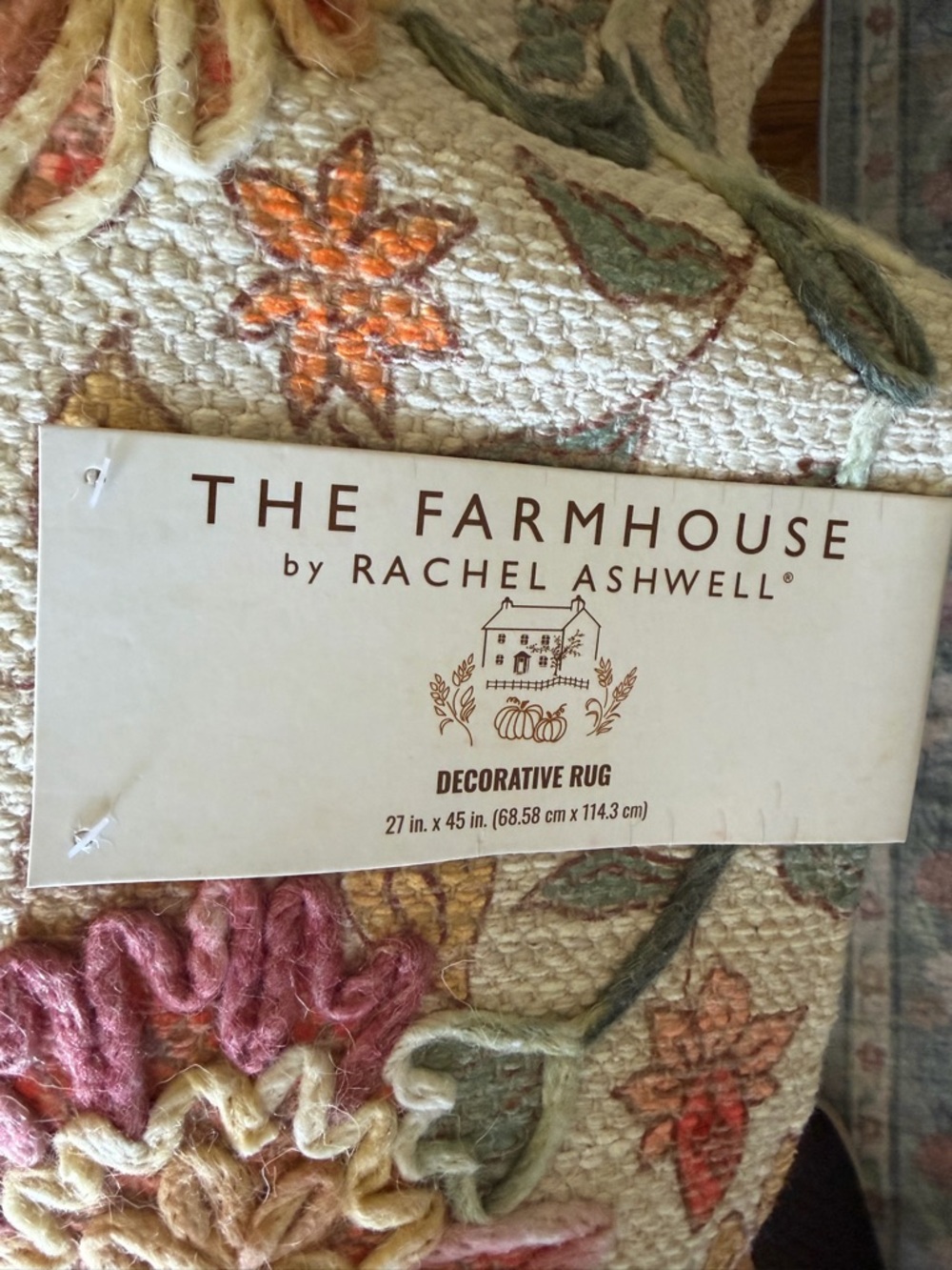 The Farmhouse by Rachel Ashwell Floral Cream & Orange Hooked Door Mat - Picture 2 of 2